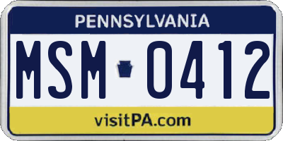 PA license plate MSM0412