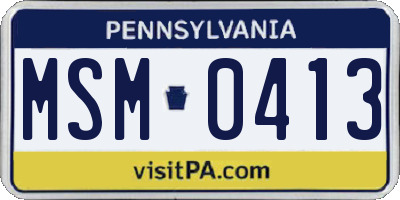 PA license plate MSM0413