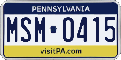 PA license plate MSM0415