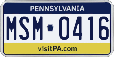 PA license plate MSM0416
