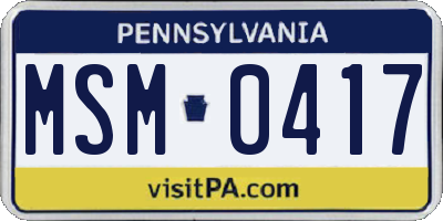 PA license plate MSM0417
