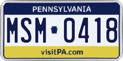 PA license plate MSM0418