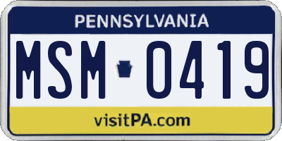 PA license plate MSM0419