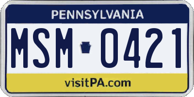 PA license plate MSM0421