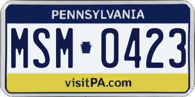PA license plate MSM0423