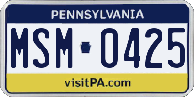 PA license plate MSM0425