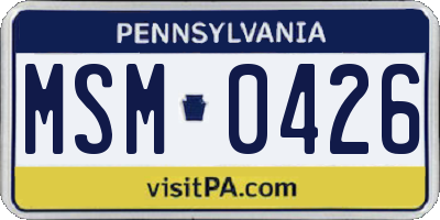 PA license plate MSM0426
