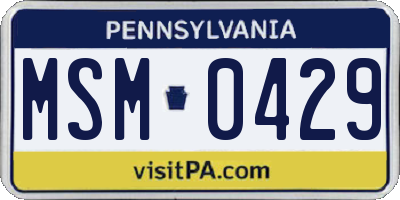 PA license plate MSM0429