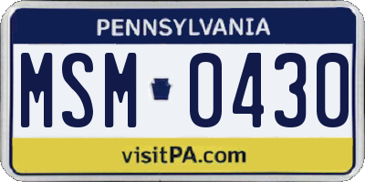 PA license plate MSM0430