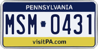 PA license plate MSM0431