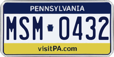 PA license plate MSM0432