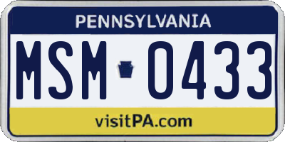 PA license plate MSM0433