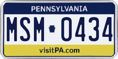 PA license plate MSM0434
