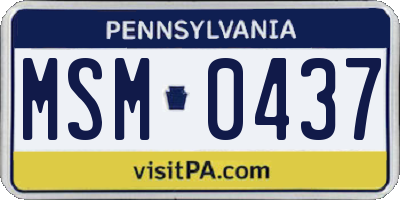 PA license plate MSM0437