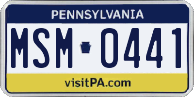 PA license plate MSM0441