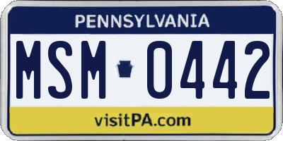 PA license plate MSM0442