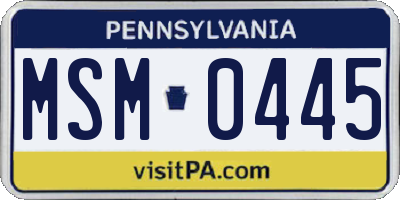 PA license plate MSM0445