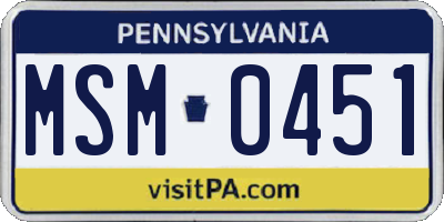 PA license plate MSM0451