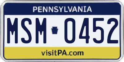 PA license plate MSM0452