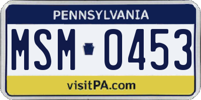 PA license plate MSM0453