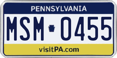 PA license plate MSM0455