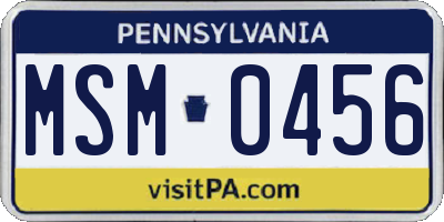 PA license plate MSM0456