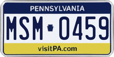 PA license plate MSM0459