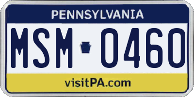 PA license plate MSM0460