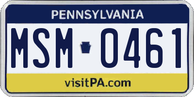 PA license plate MSM0461