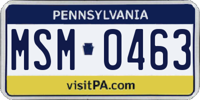PA license plate MSM0463