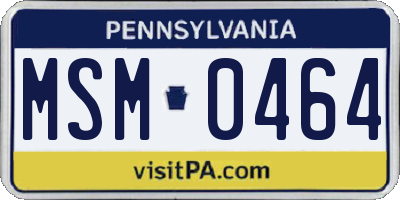 PA license plate MSM0464