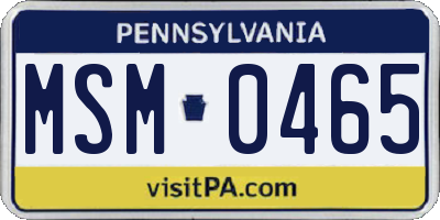 PA license plate MSM0465