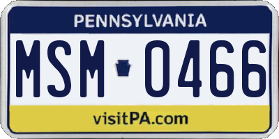 PA license plate MSM0466