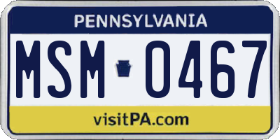 PA license plate MSM0467