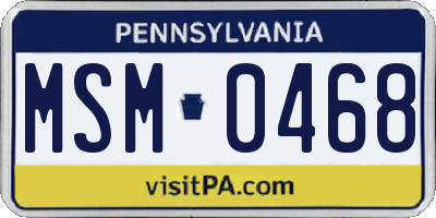 PA license plate MSM0468