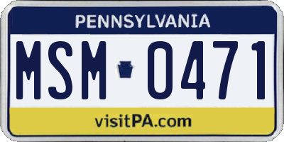 PA license plate MSM0471