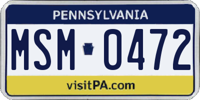 PA license plate MSM0472