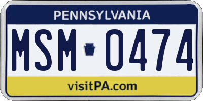 PA license plate MSM0474