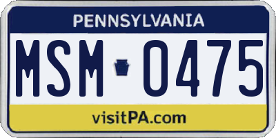 PA license plate MSM0475