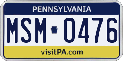 PA license plate MSM0476