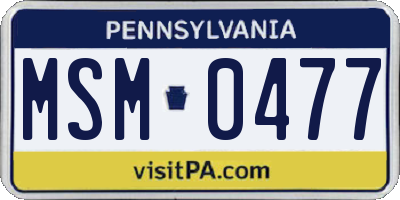 PA license plate MSM0477