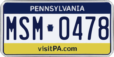 PA license plate MSM0478