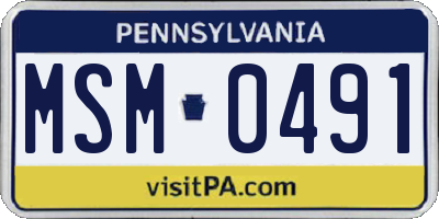 PA license plate MSM0491