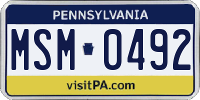 PA license plate MSM0492