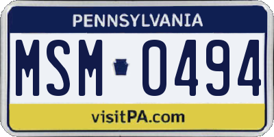 PA license plate MSM0494