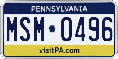 PA license plate MSM0496