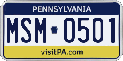 PA license plate MSM0501