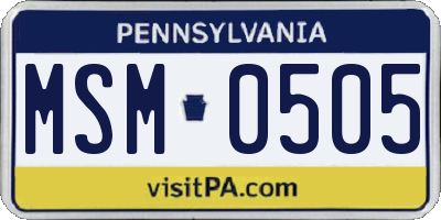 PA license plate MSM0505