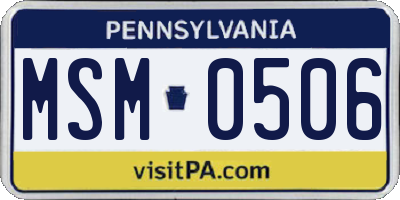 PA license plate MSM0506