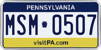 PA license plate MSM0507